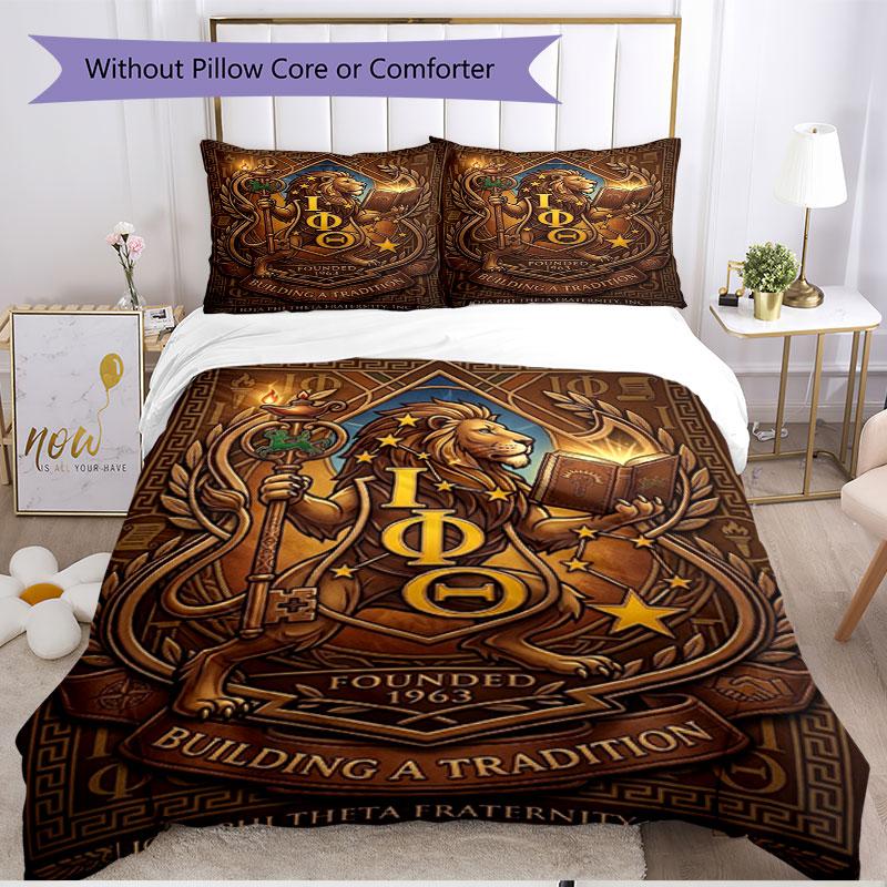 3pcs Duvet Cover Set (1*Duvet Cover + 2*Pillowcase, Without Core), Iota Phi Theta Print Soft All‑Season Bedding Set, Home Bedroom Decor Gift