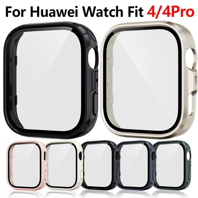 Стекло+Чехол для Huawei Watch Fit 4 Всесторонний Защитный Экран Жесткий ПК Бампер Закаленное Стекло Чехол для Часов для Huawei Watch Fit 4 Pro