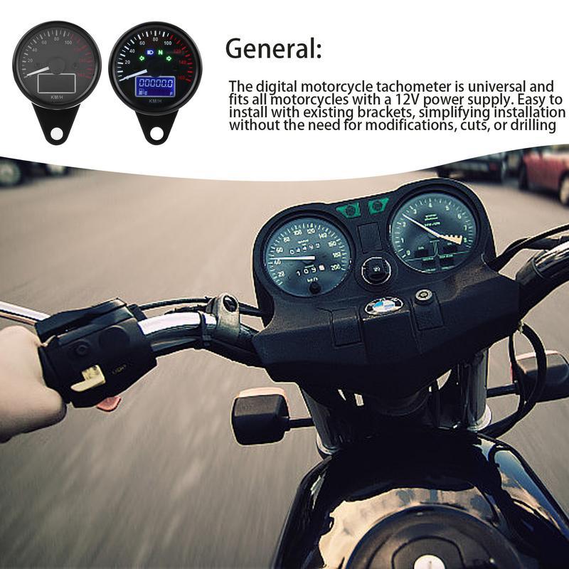Motorcycle Speedometer Digital Motorcycle Tachometer Speed Gauge LED Odometer Waterproof Tachometer Universal Digital Gauge