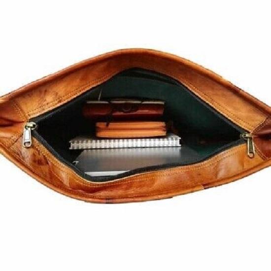 Сумка-тоут из натуральной винтажной коричневой козьей кожи ручной работы