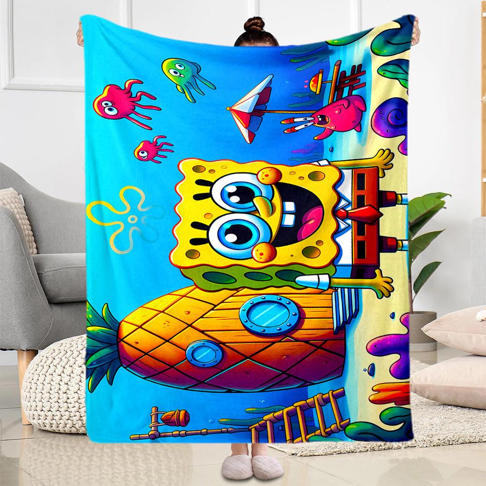 Spongebob Snail Adventure Blanket Comfortable Perfect for Picnics Livingroom Office Four Seasons Universal Stylish Decor Gifts For Family Or Friends