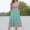Print Floral Womens Retro Fashionable Round Neck Sleeveless Casual Pullover Pocket Mid Length Dress