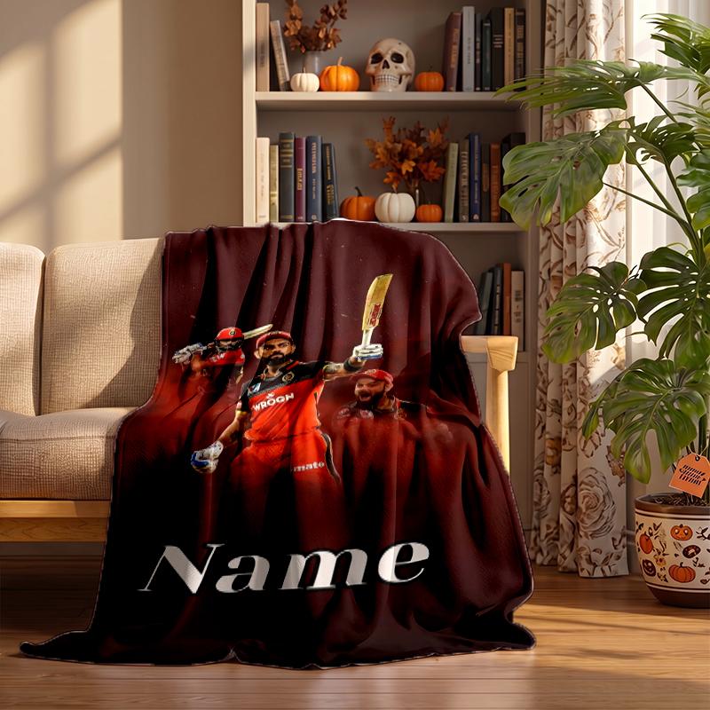 Virat Kohli Custom Flannel Blankets Soft Warm Cozy Throws for Home Decor Holiday Gifts