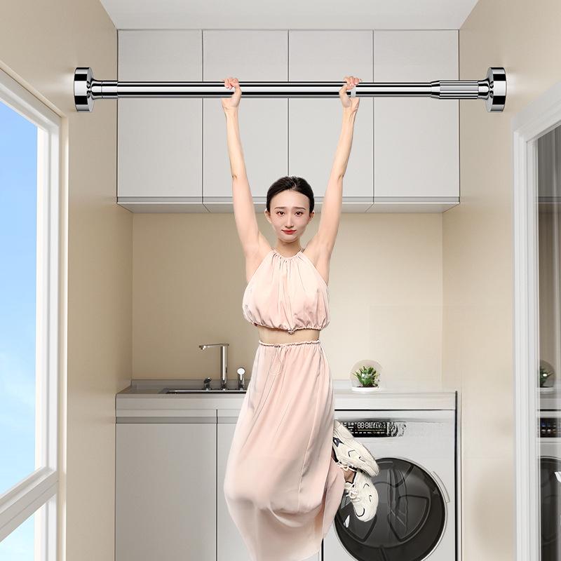 Telescopic Stainless Steel Curtain & Clothes Drying Rod (Punch-Free, Nail-Free)