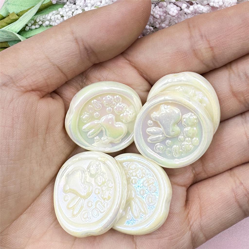 Hanmade 5Pcs 24*25mm Rabbit Geometry DIY Beads For Necklace Earrings Making Craft Acrylic Charms Jewelry Making Handmade Material Beading Accessory