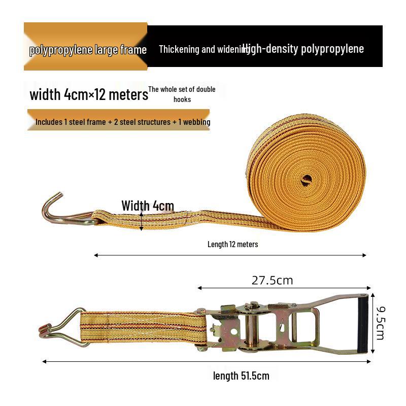 Ремни-трещотки для крепления груза на грузовике с двойным крюковым креплением и стальным натяжителем