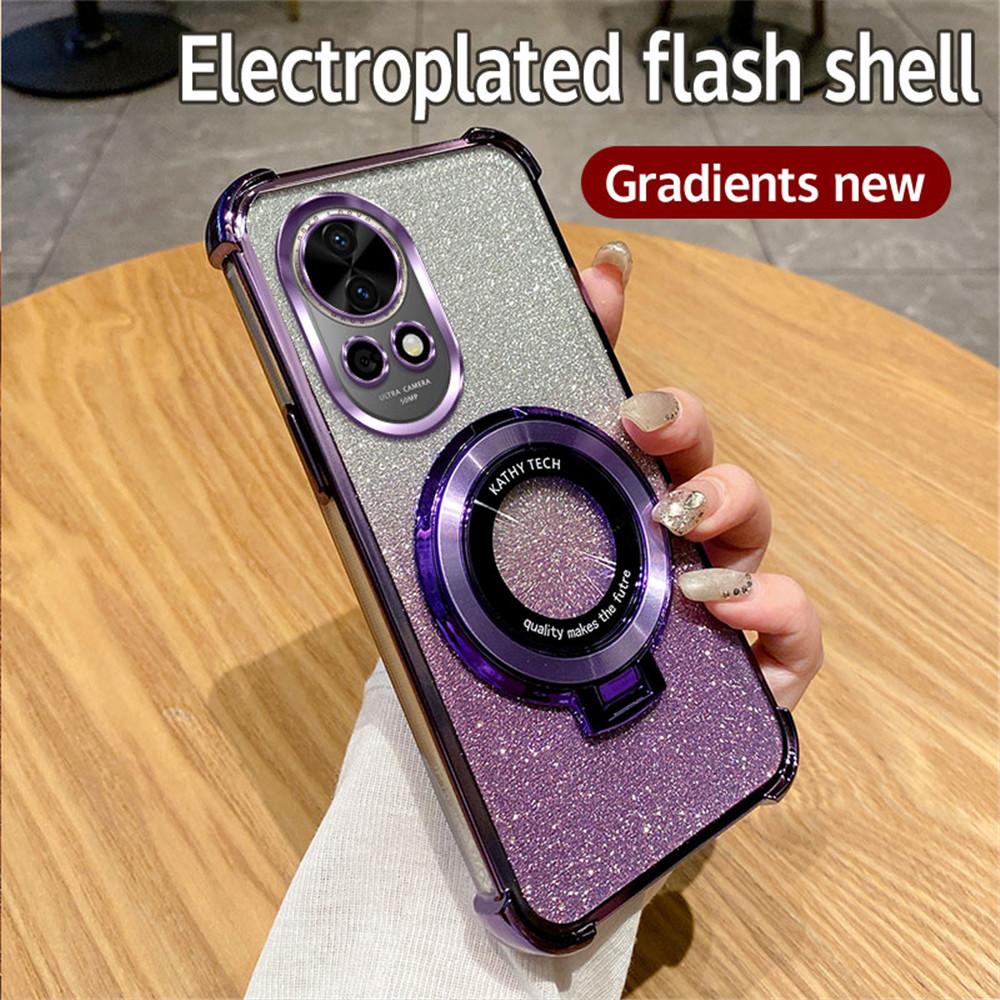 Блестящий противоударный держатель для телефона с покрытием для Huawei Nova 12 11 10 9 8 7 6 5 SE, мягкий силиконовый чехол-подставка для телефона, бампер