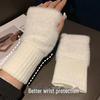Cozy Half-Finger Knitted Touch Screen Gloves for Students, Office, and Writing, Extended Wristbands