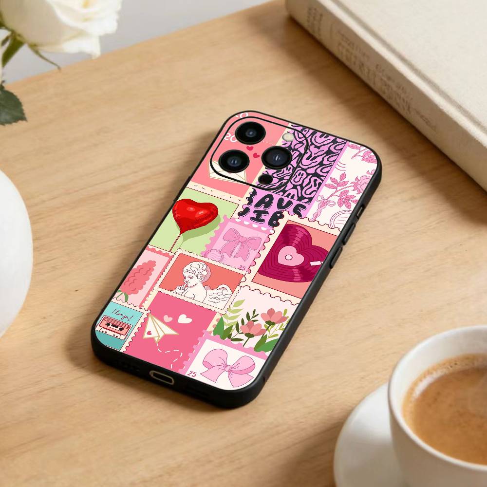 Чехол-коллаж для iPhone 16, 15, 14, 13, 12, 17, Pro Max, Plus, силиконовый, черный