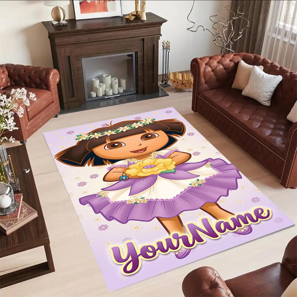 Dora Explorer Personalized Name Carpet Design for Living Rooms Outdoor Playrooms Balcony Antislip Carpet Decorate Offices
