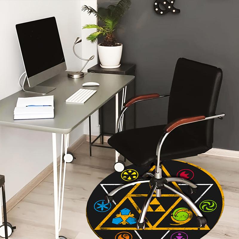 1pc Symbolic Geometry Round carpet, Made of Polyester,Perfect for Decorating Office Chairs, Living Rooms,fplt095