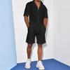 Summer Men's Short-sleeved Shorts Suit Linen Thin Section Lapel Loose Solid Colour Men's Two-piece Suit