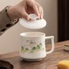 White porcelain suet jade ceramic cup office cup water cup office mug with lid practical tea cup gift
