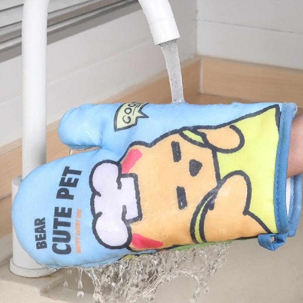 2PCS Cartoon Printed Heat Resistant Glove Heat Insulated Baking Glove Durable Oven Mitt Kitchen