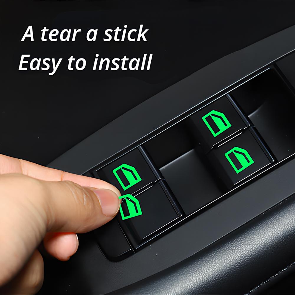 1/2 шт., автомобильный стайлинг, светящиеся наклейки на переключатель окна, ночная светящаяся кнопка, автонаклейки, универсальные, зеленые, оранжевые, синие