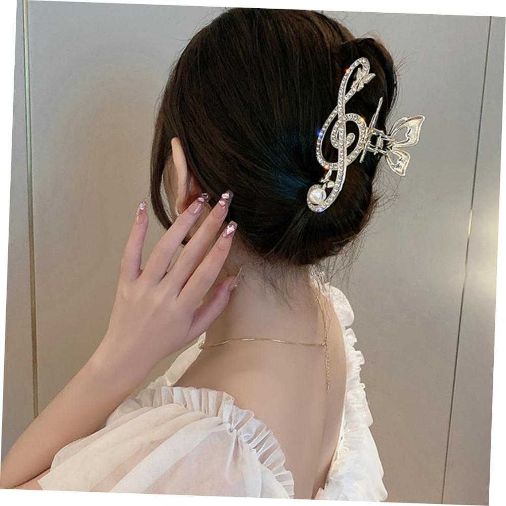 Thick Hair Music Note Claw Clip Rhinestone Metal Hairpins New Hair Clips Women
