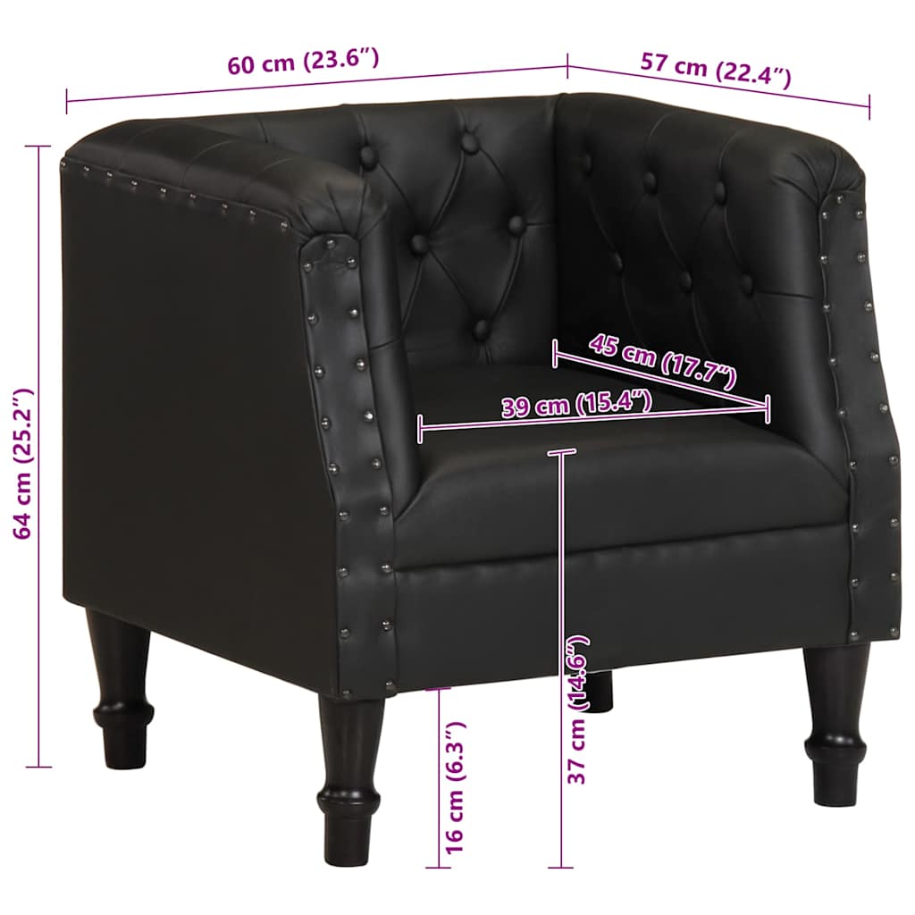 Armchair Black Genuine Leather