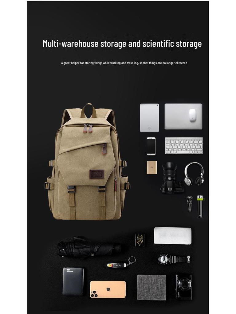 Мужской холщовый рюкзак большой вместимости, сумка для ноутбука 15,6 дюйма для студентов и пассажиров
