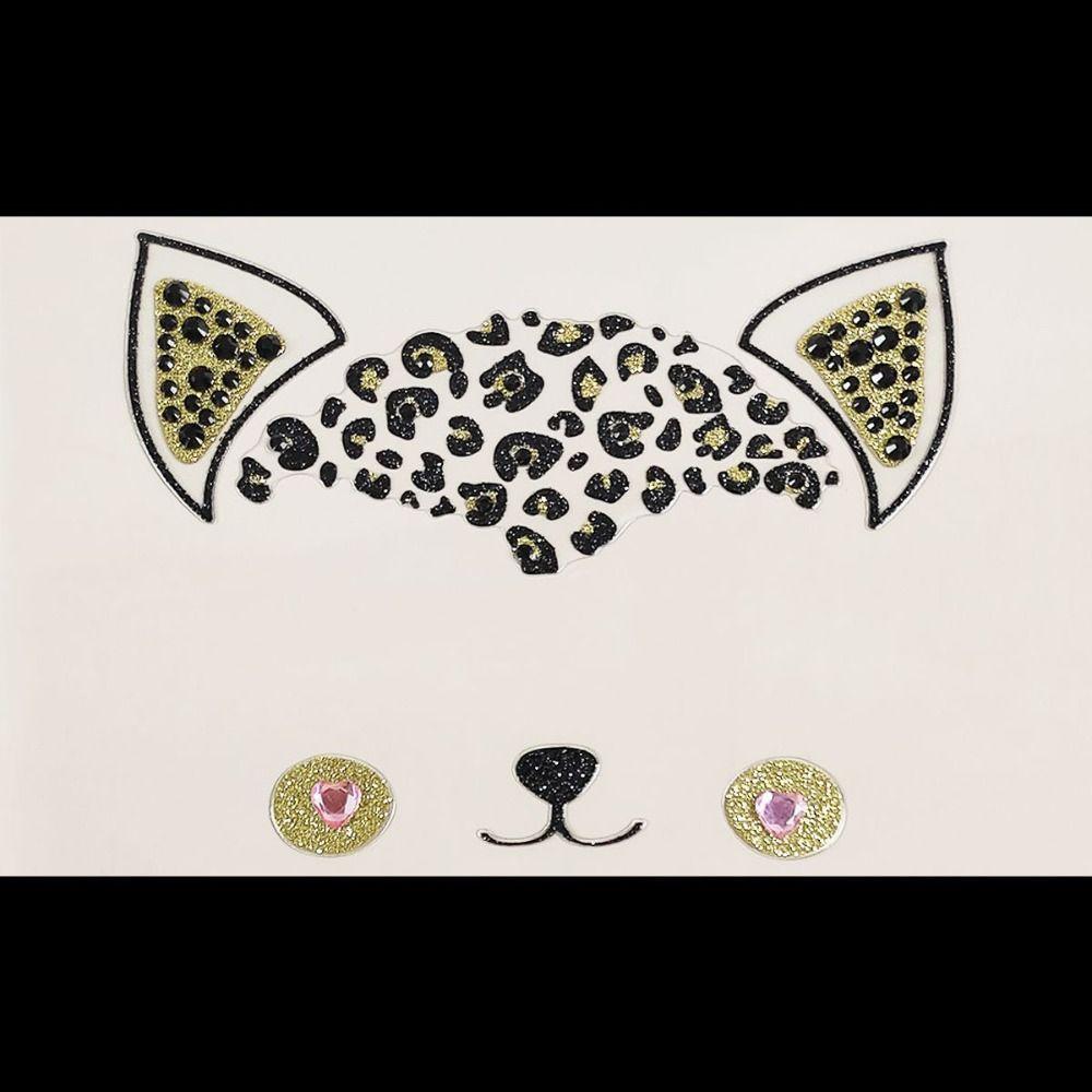 Safe Acrylic Diamond Cat Face Tattoo Long Lasting Waterproof Fake Cat Face Stickers Temporary Professional Tattoo Stickers Boys