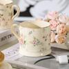Скандинавские Керамические Кружки с Ручной Рисунком Цветов, Кружки для Кофе Легкой Роскоши, Молочный Стаканчик с Золотым Ободком, Кружка для Завтрака, Посуда для Напитков