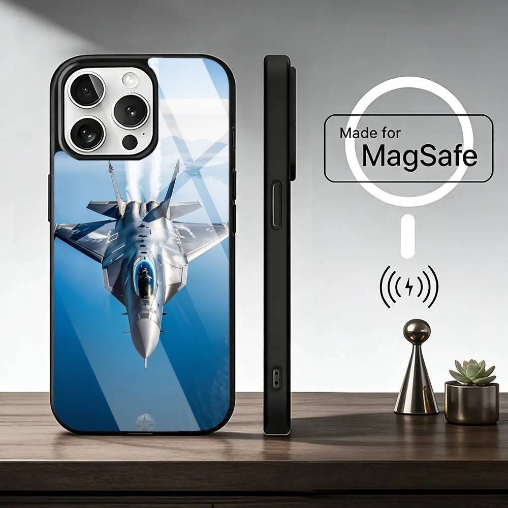F-Fighter F35 F-22 Lightning Чехол для телефона для iPhone 17, 16, 15, 14, 13, 12, 11 Plus, Pro Магнитный для Magsafe Беспроводной зарядки