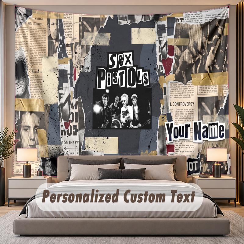 Custom Name Text Tapestry Sex Pistols Personalized Polyester Wall Tapestry For Bedroom And Room