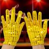 1 Pair Performance Gloves Shiny Sequin Soft Solid Color Warm Full Fingers Catch Attention Dress Up One Size Stage Show Gloves for Adult