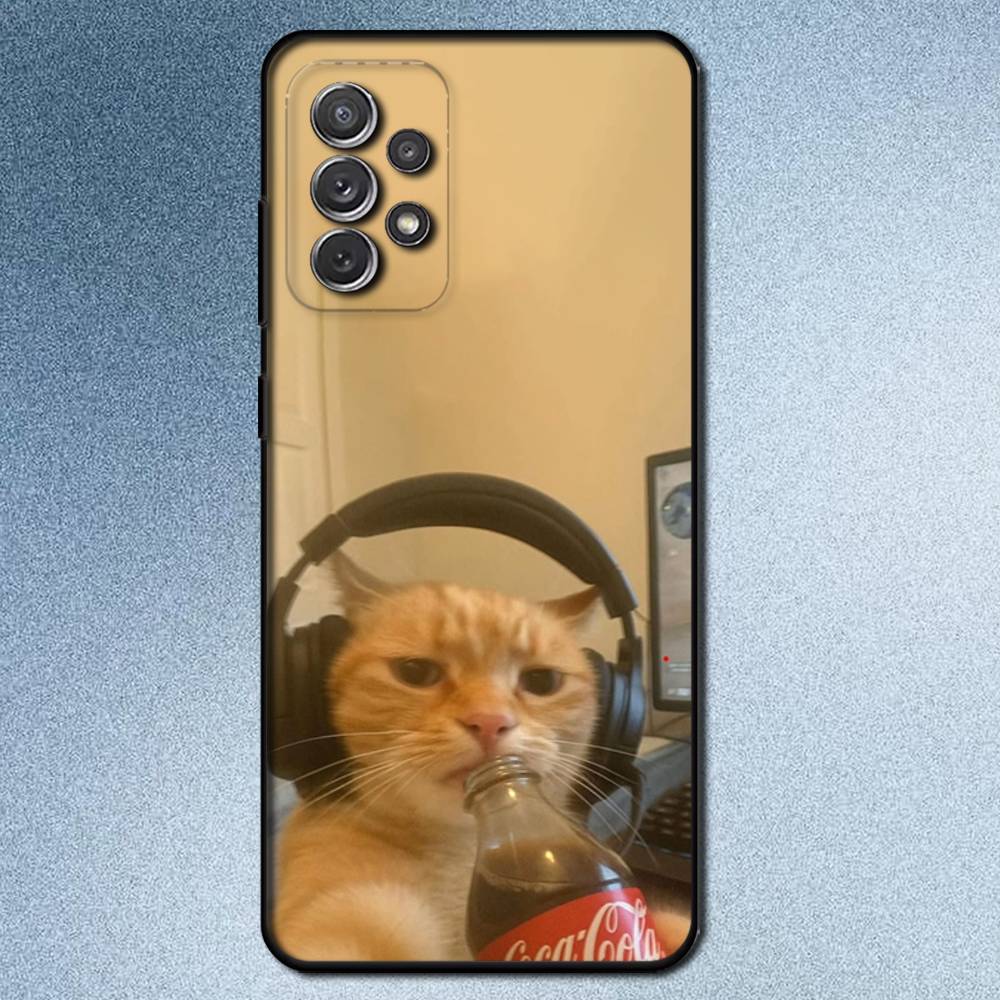 Милый Смешной Кот Мем Чехол для Телефона Для Samsung S25,S24,S21,S22,S23,S30,Ultra,S20,Plus,Fe,Lite,Note,10,9,5G Черный Чехол
