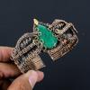Emerald Lab-Created Gemstone Handmade Copper Wire Wrap Jewelry Adjustable Bracelet For Women