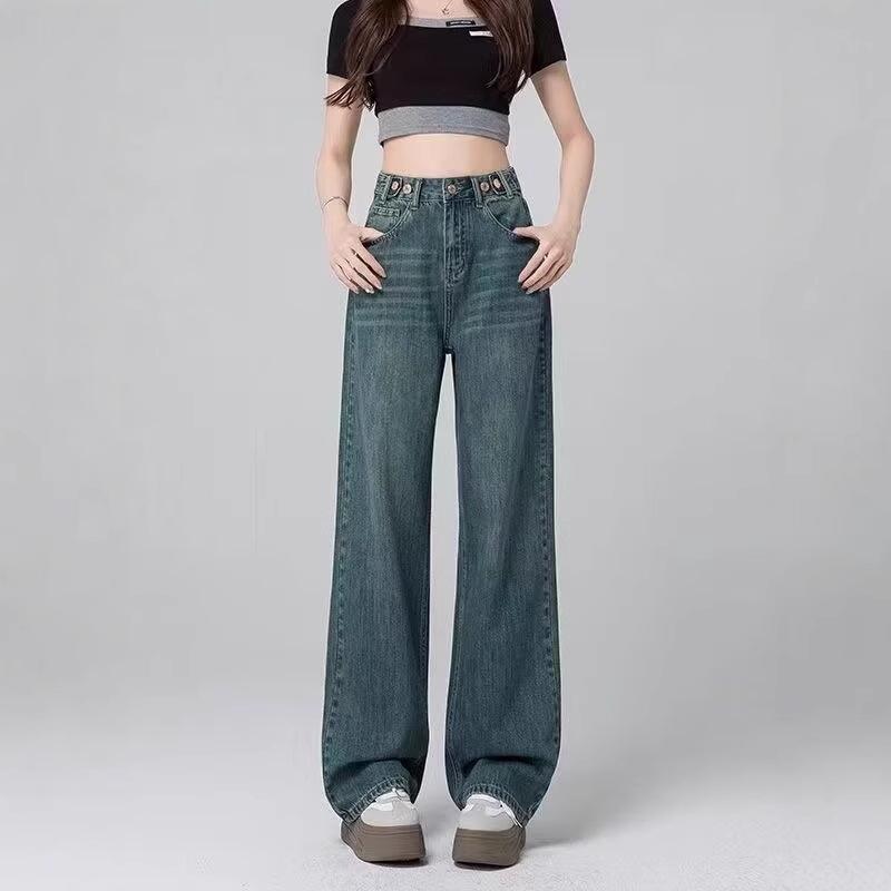 Women's Light High-Waist Wide-Leg Jeans - 2024 Versatile, Slimming, Petite Fit, Straight and Loose Long Pants