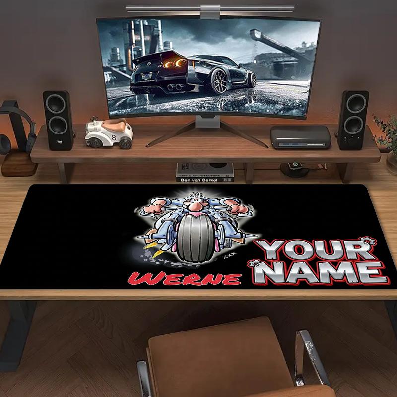 Custom Name Werner Comic Mouse Pad Large Gaming Table Cushion Non-slip Laptop Tablet Big Mousepad XXL Mat Mini PC Playmat With Lock edge_XIA