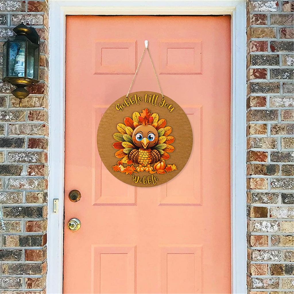 Фанерная табличка на дверь «Индейка на День Благодарения» Ручная работа Декор для крыльца Сезон урожая Настенные таблички Принадлежности для вечеринки