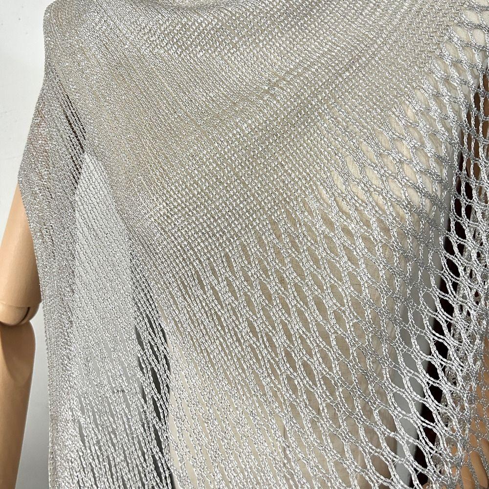 Tassel Sun Protection Shawl Solid Color Glitter Scarf Creative Hollow Out Shawl Summer Beach