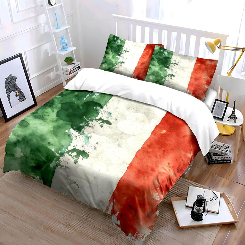 Italian flag-inspired watercolor pattern. Bedding sets Duvet cover sets Duvet covers Pillowcases(1 * Duvet Cover 2 * Pillowcases without duvet insert)