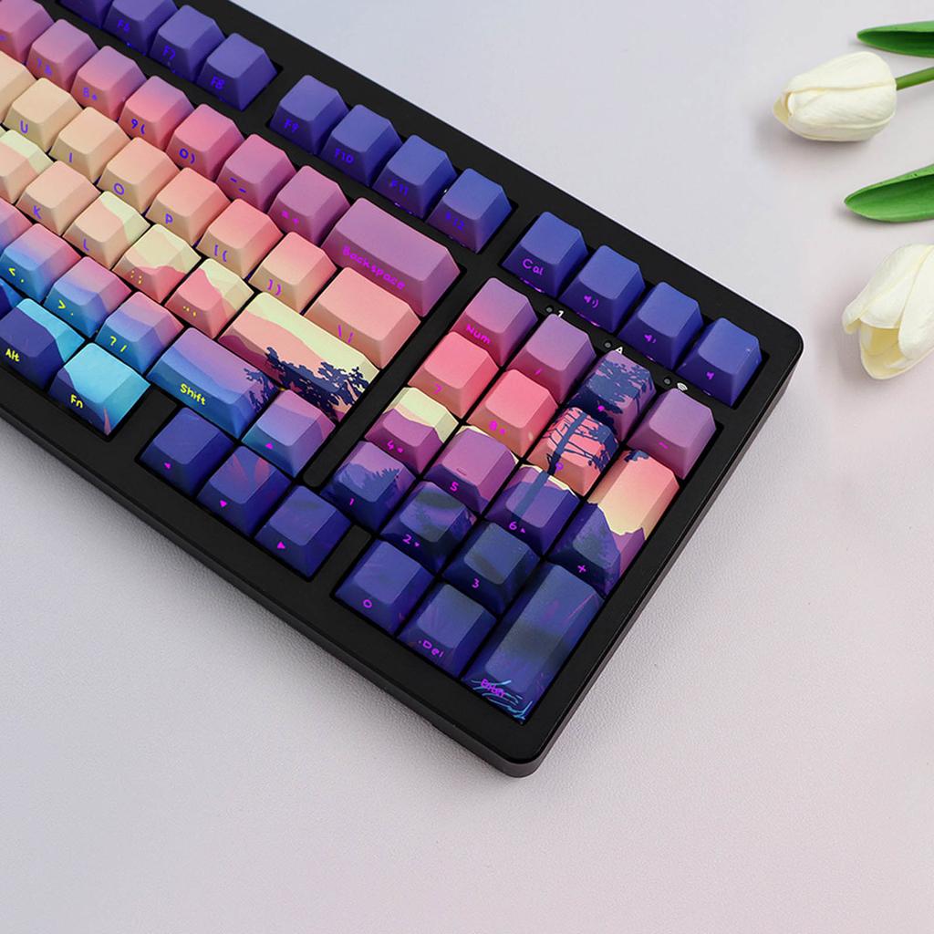 Колпачки для ключей Double Shot PBT, 124 клавиши, фиолетовый Dreamland, индивидуальный набор колпачков для ключей, колпачки для клавиш с дополнительной подсветкой для переключателя MX
