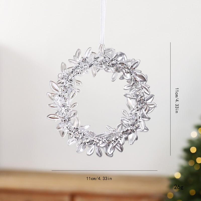Transparent Gradient Snowflake Christmas Tree Ornament Acrylic Reindeer Bell Hanging Decor Holiday Party
