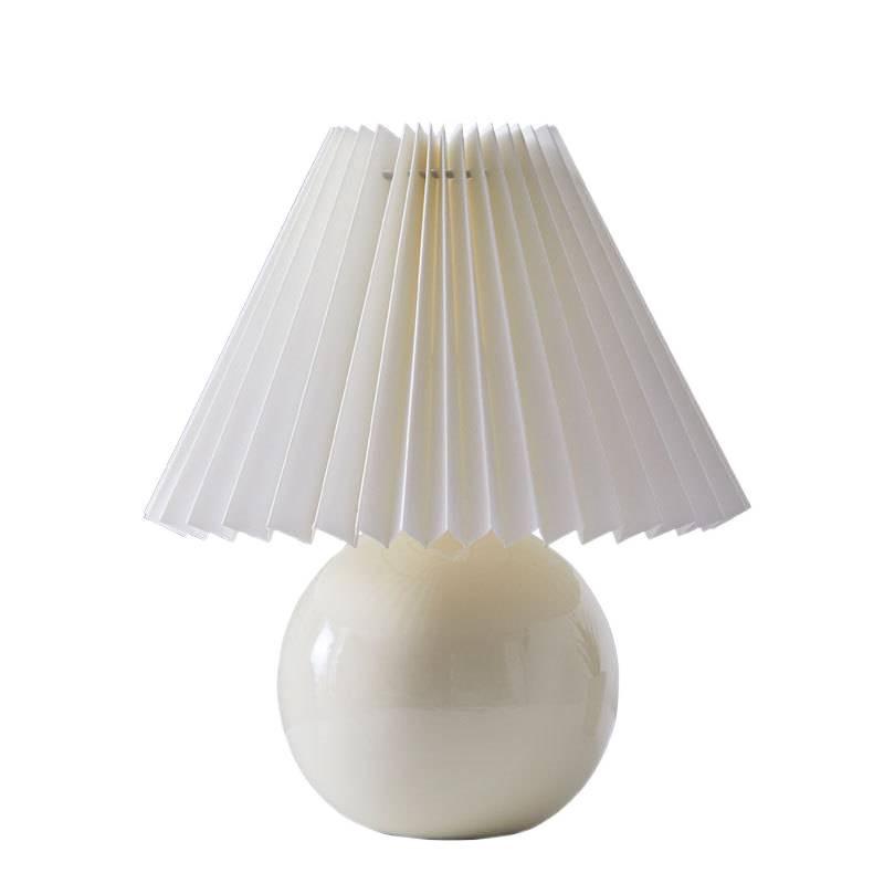Retro Ceramic Pleated Table Lamp - Mid-Century Style for Bedroom or Wedding Decor