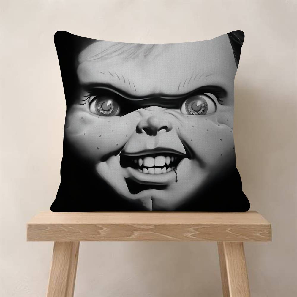 Horror Movie Chucky Childs Play Pillow Covers Cartoon Sofa Decorative Home Doublesided Printing Short Plush Cute Cushion