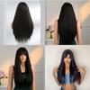 Chemical Fiber Natural Daily Straight Hair Black Long Female Straight Bangs Headgear Wig