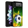 Чехол для телефона Samsung Galaxy Z Flip 3 4 5, складной чехол для мобильного телефона, жесткий чехол для ПК, черный защитный чехол, футбольный мяч, футбольное поле