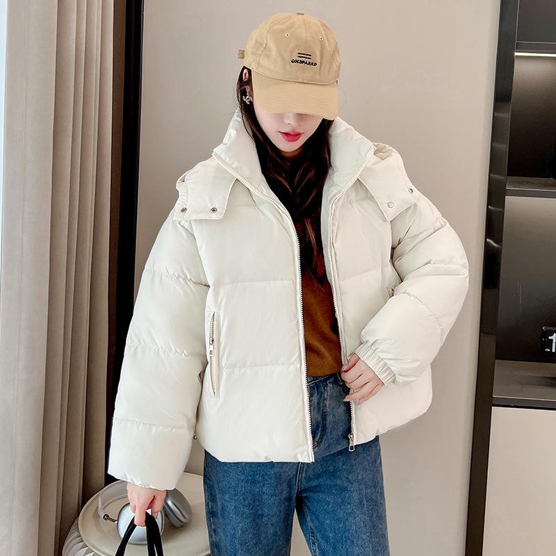 МОДА 2024 Зимняя новая одежда с пуховой подкладкой Женская свободная короткая одежда с капюшоном с подкладкой Утепленные куртки Утолщенная студенческая одежда для хлеба Одежда