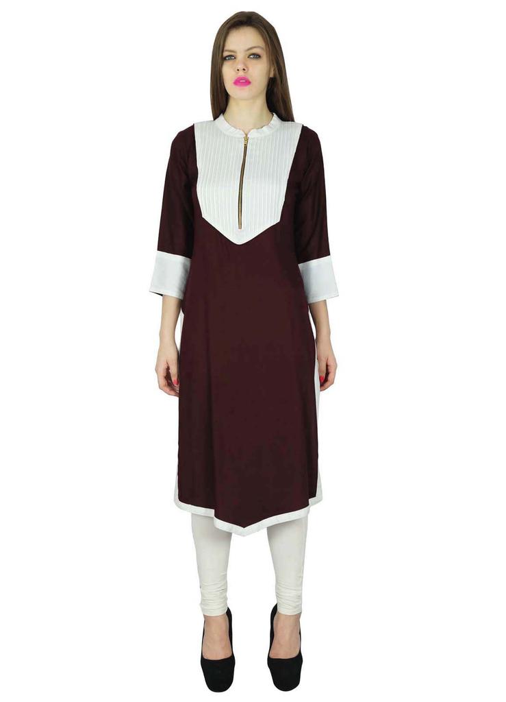 Phagun Дизайнерская индийская искусственная кожа красная однотонная повседневная курта женская курти топ туника