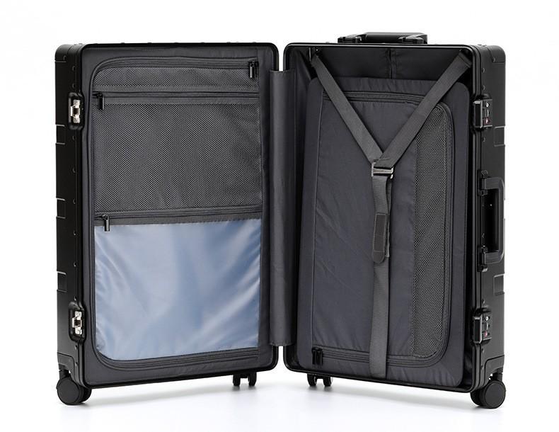 2118 Model 28-Inch Aluminum-Magnesium Alloy Trolley Case with Password Lock and 20 Universal Wheels for Men and Women