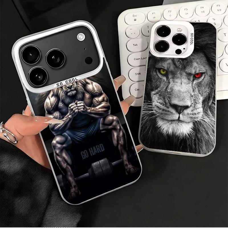 Чехол для телефона 'Лев Мужчина Король' Мягкий для iPhone 15 16 17 Pro Max 17Air 16E 14 Plus 13 12 Mini Ударопрочный Задняя крышка