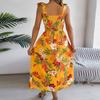 Женское модное платье с цветочным принтом и подтяжками, пляжное платье макси для отдыха