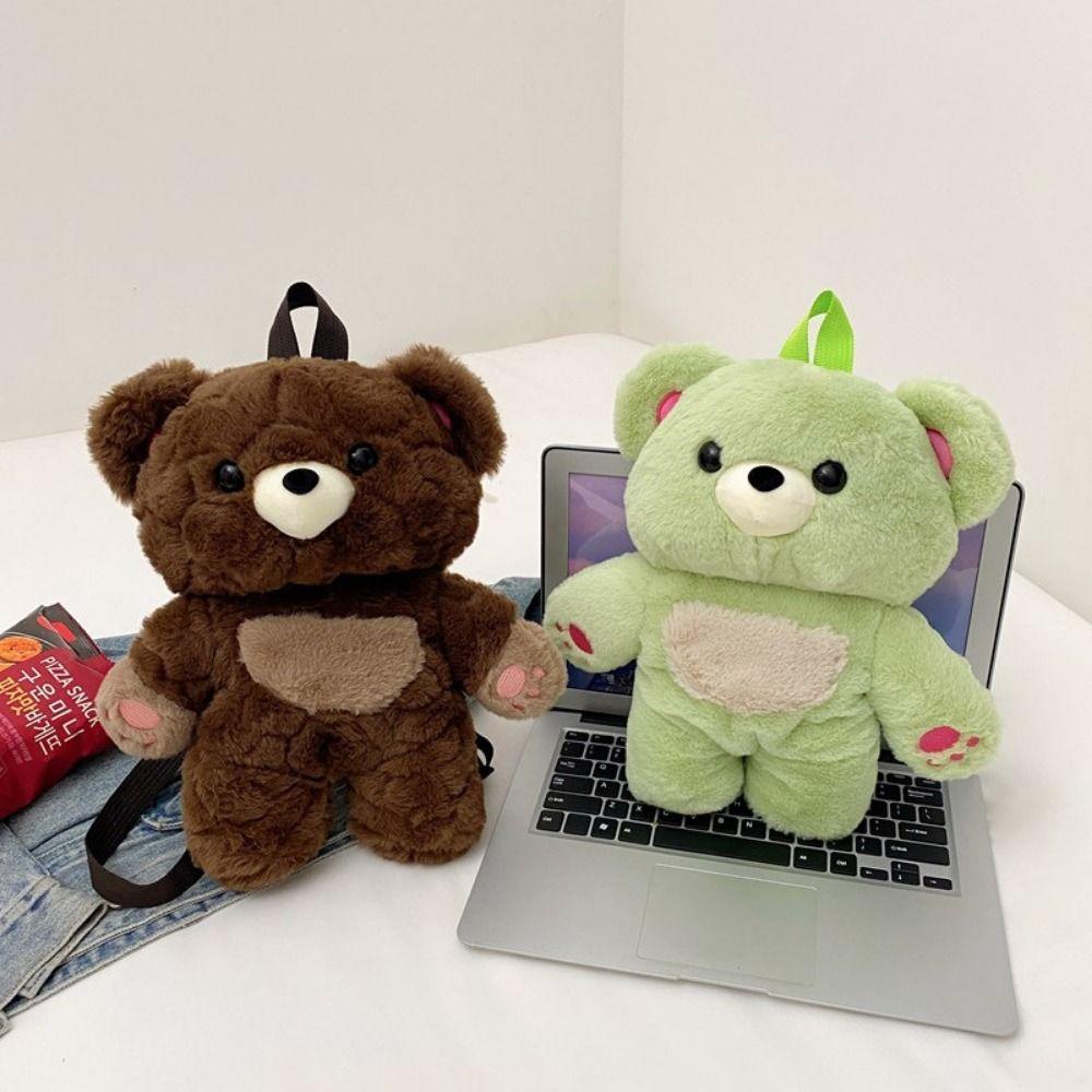 Multicolour Plush Shoulders Bag 3D Bear Animal Bag Sweet Plush Bear Backpack Outdoor