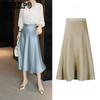 Глянцевая атласная юбка-полусолнце из ацетата женская летняя средней длины серия легкой зрелости стройнящая А-силуэта