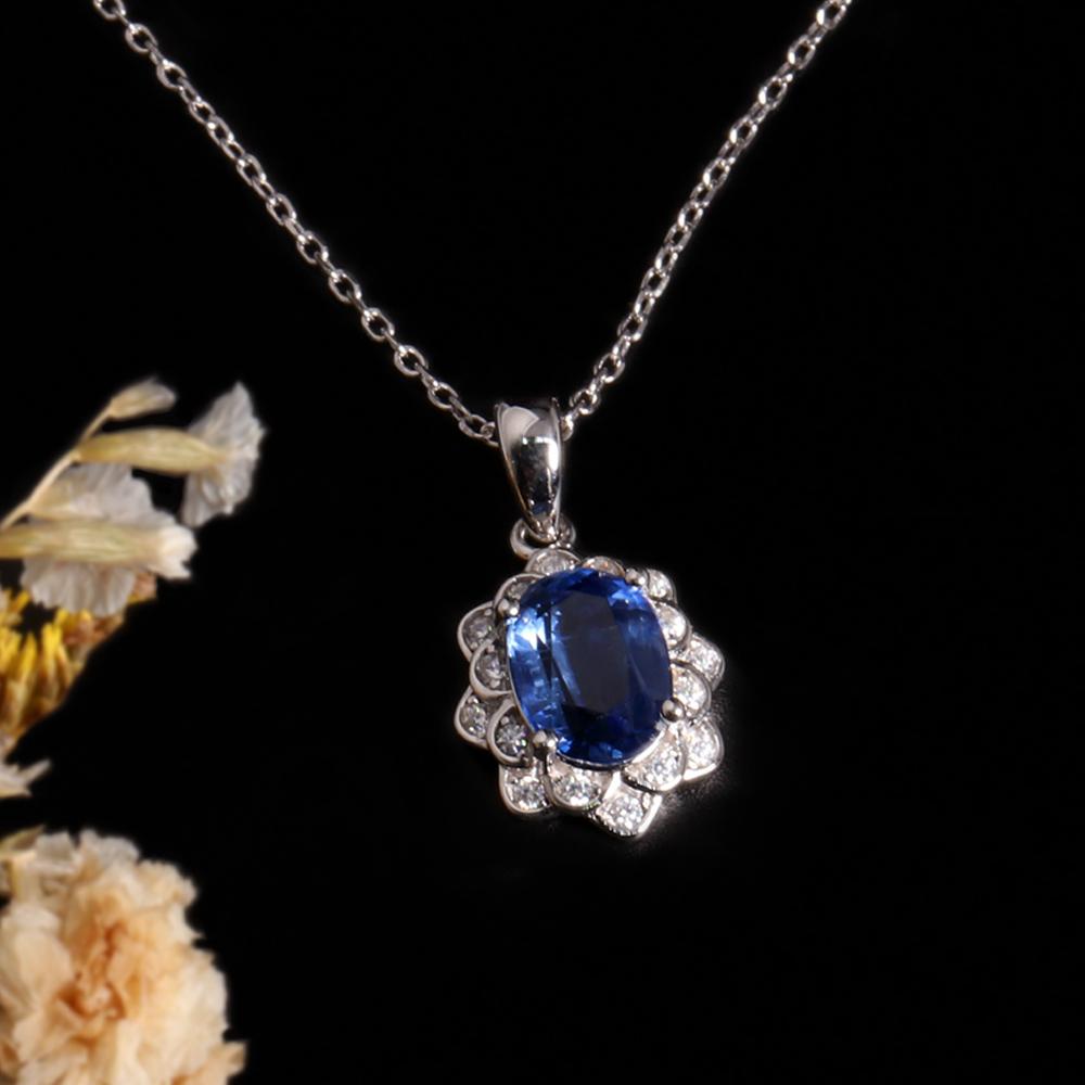Красивое модное ожерелье с подвеской из натурального синего кианита, легкие роскошные драгоценные камни, серебряные украшения, подарок на день рождения для женщин и девочек