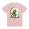 Funny Frog Playing Banjo On Mushroom Graphic T Shirt Aesthetic Cottagecore Unisex Clothing T-Shirts Men Cotton Oversized T-shirt