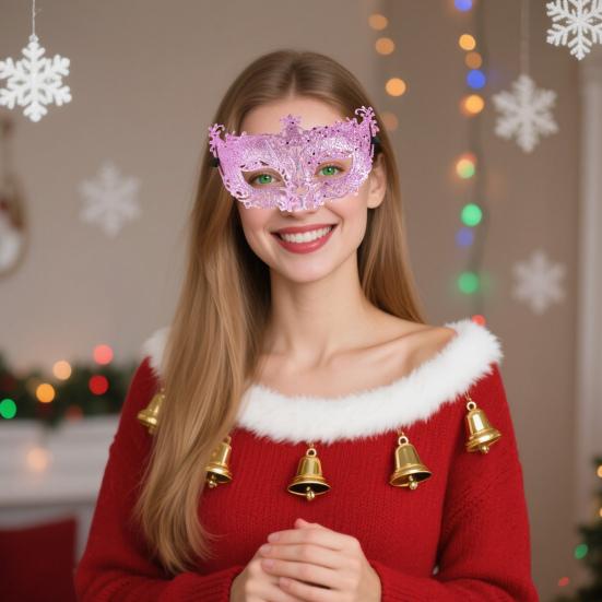 Маскарадная маска на поллица для женщин, полая резьба, блестящая, для вечеринки, легкая, удобная, эластичный ремешок, аксессуар для костюма на Хэллоуин